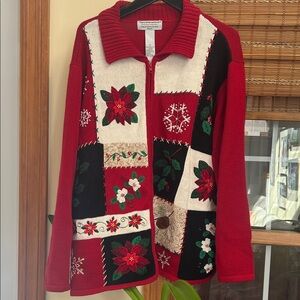 Holiday Patchwork Cardigan Sweater